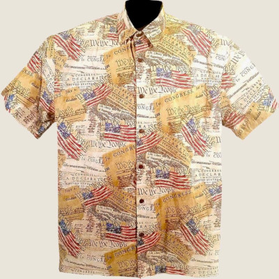 Constitution Patriotic Hawaiian Shirt- Made in USA- Cotton